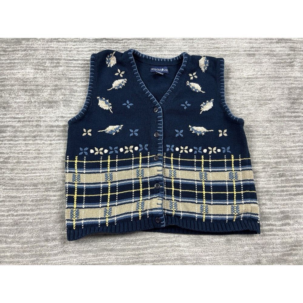 Mountain Lake Sweater Vest Womens Medium Knit Embroidered Casual